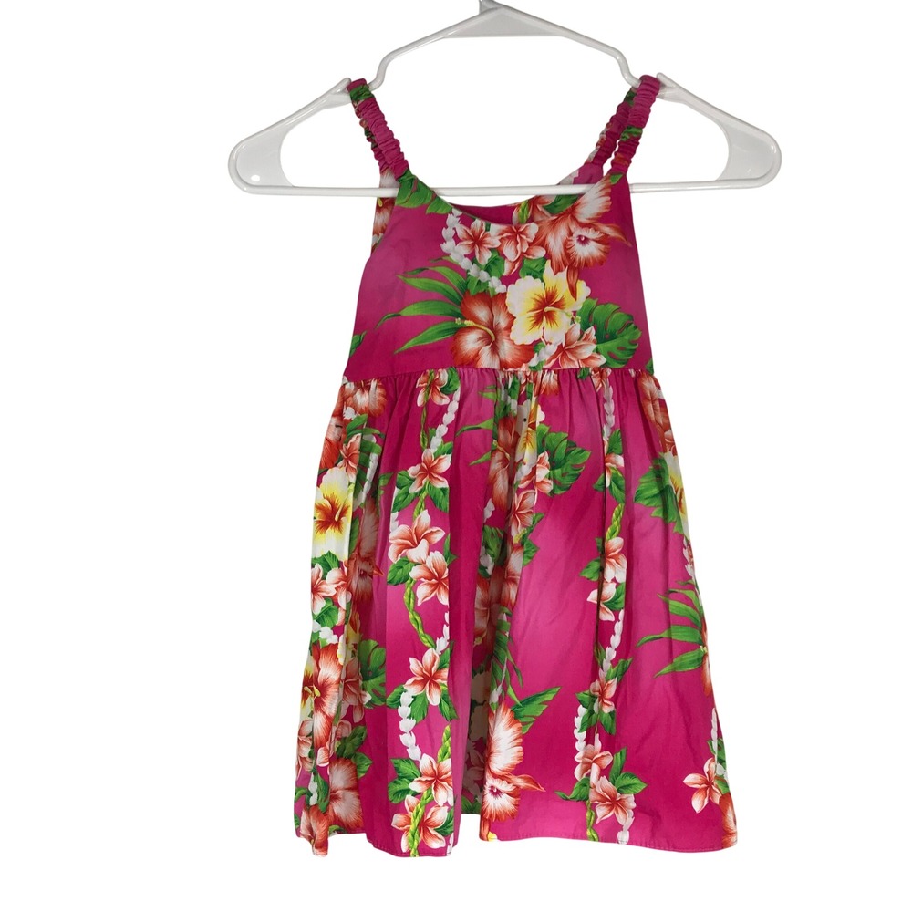 Royal Hawaiian Creations Pink Floral Hibiscus Dress XL Made in Hawaii Cotton